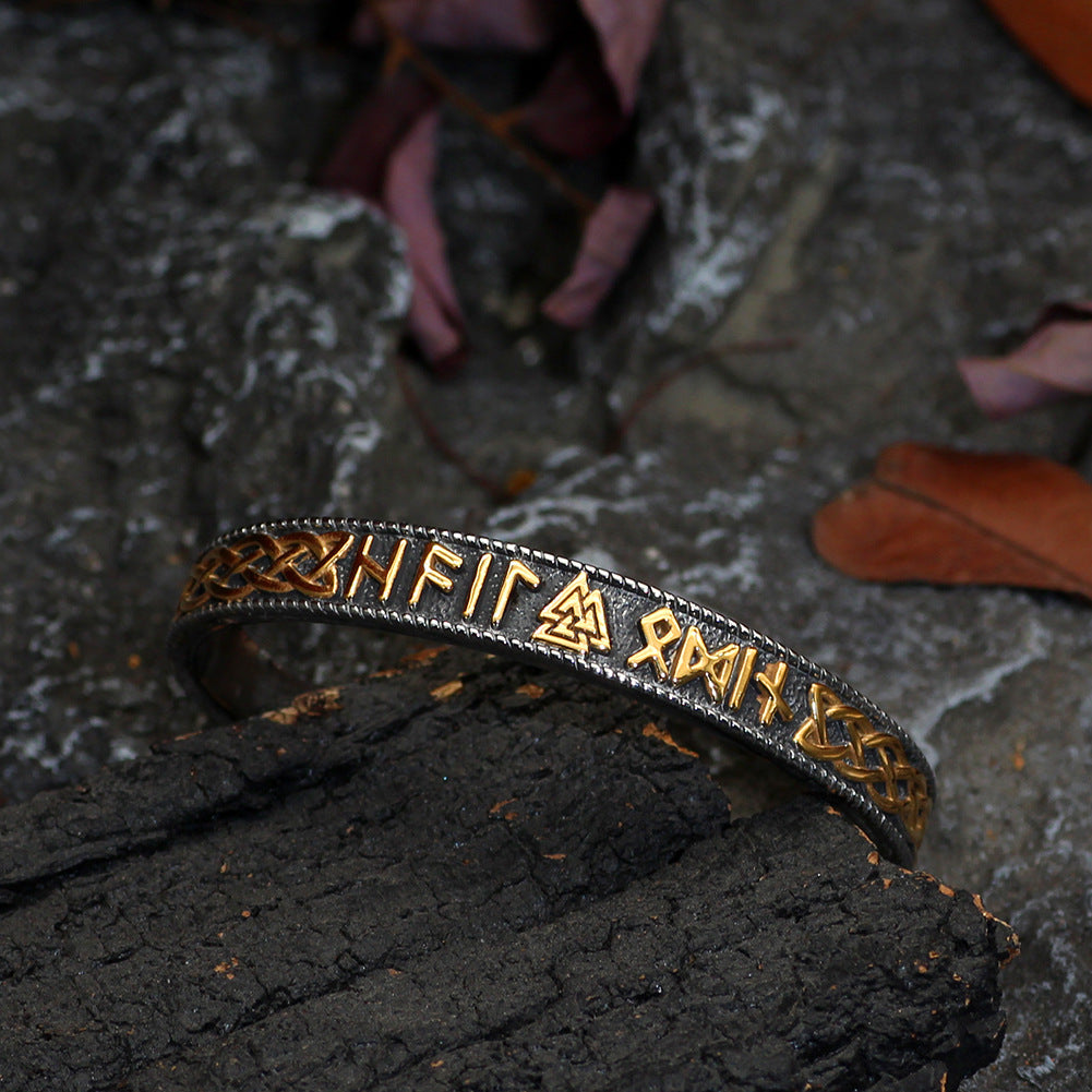 Runehold Cuff" – Viking Rune Triangle Bracelet