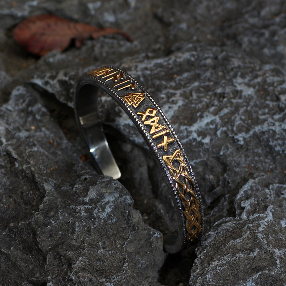 Runehold Cuff" – Viking Rune Triangle Bracelet