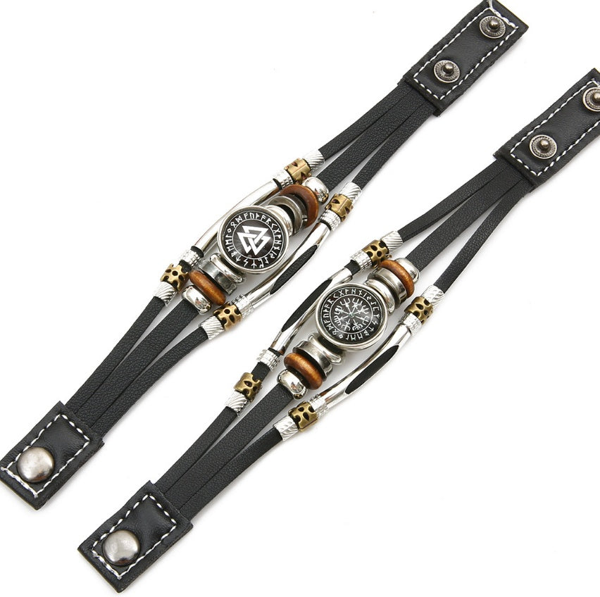 "Compassmark" – Viking Pirate Leather Bracelet
