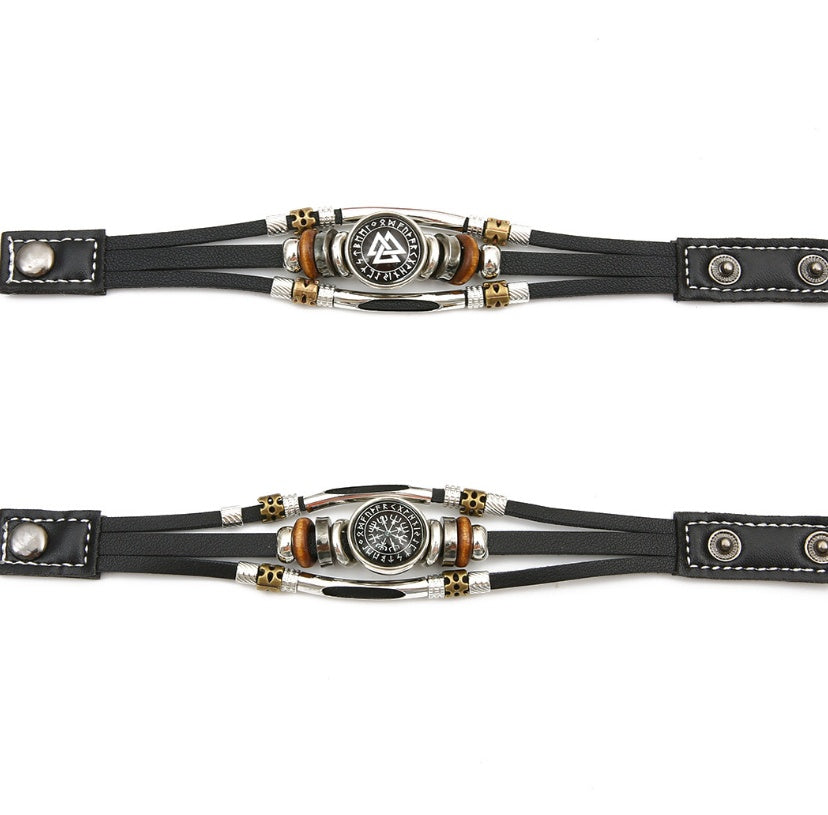 "Compassmark" – Viking Pirate Leather Bracelet