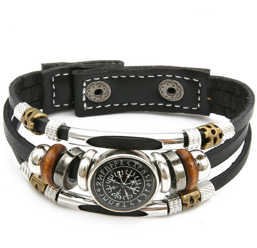 "Compassmark" – Viking Pirate Leather Bracelet