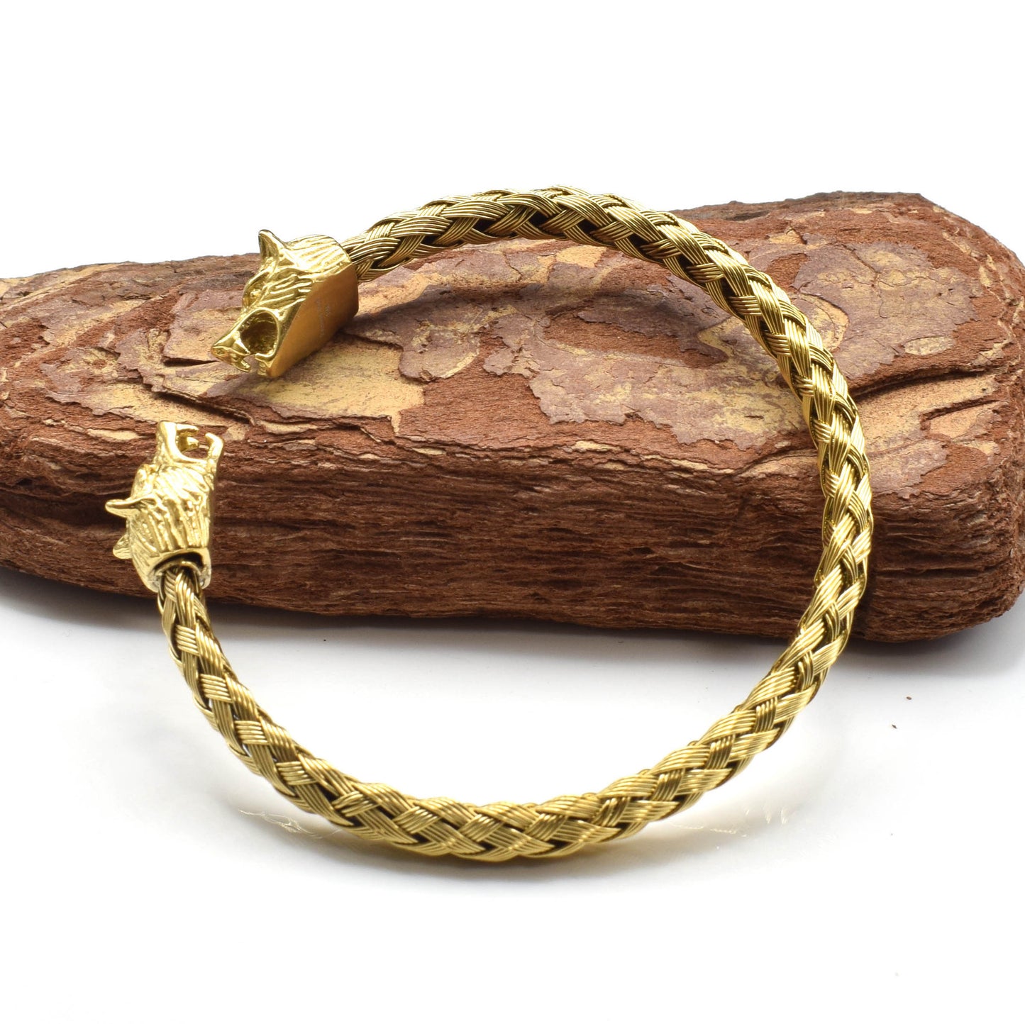 "Fenrirbind" – Viking Wolf Head Braided Bracelet