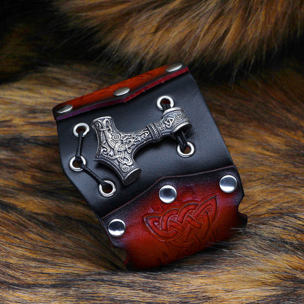 "Mjolnirhide" – Hammer & Leather Thunderbolt Bracelet