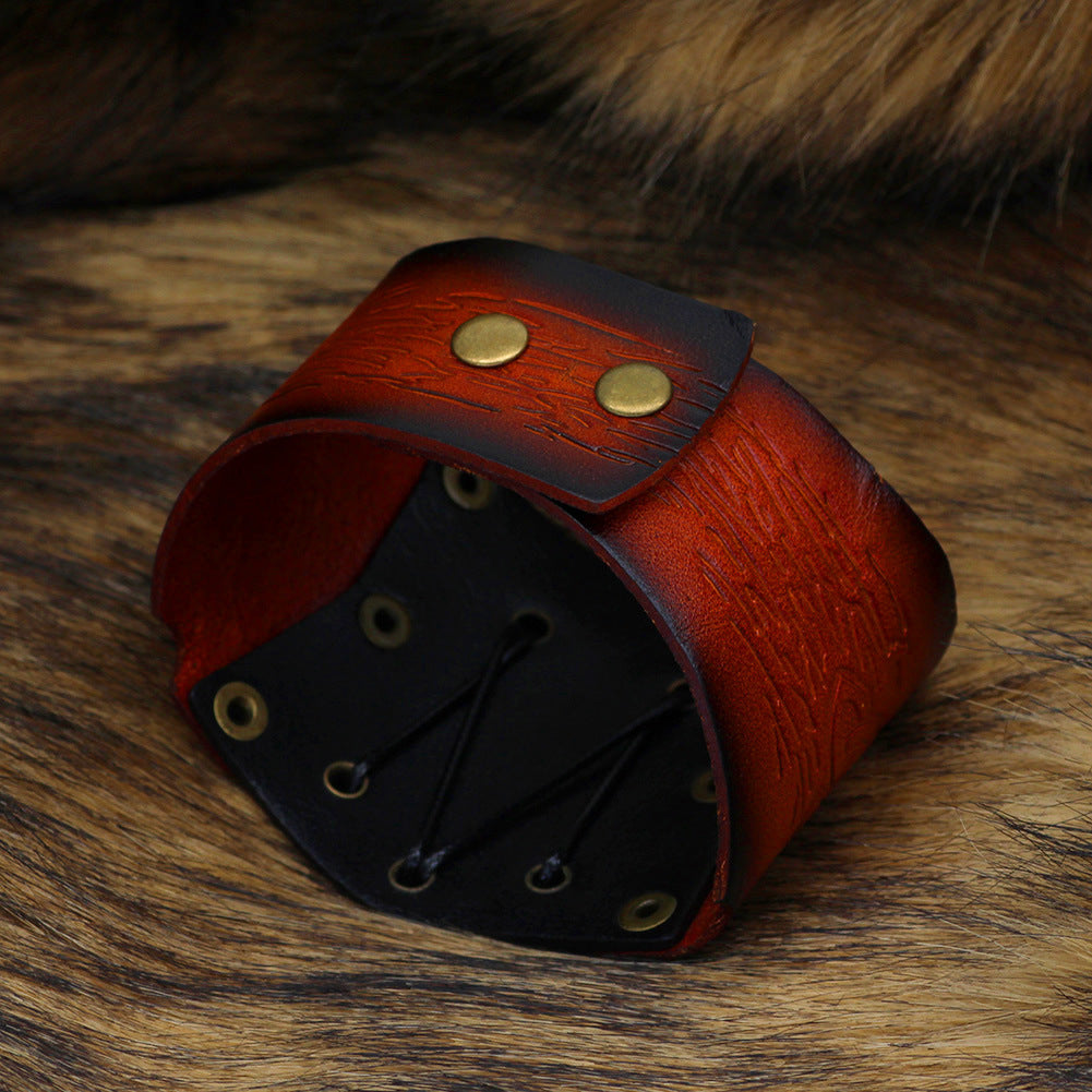 "Mjolnirhide" – Hammer & Leather Thunderbolt Bracelet
